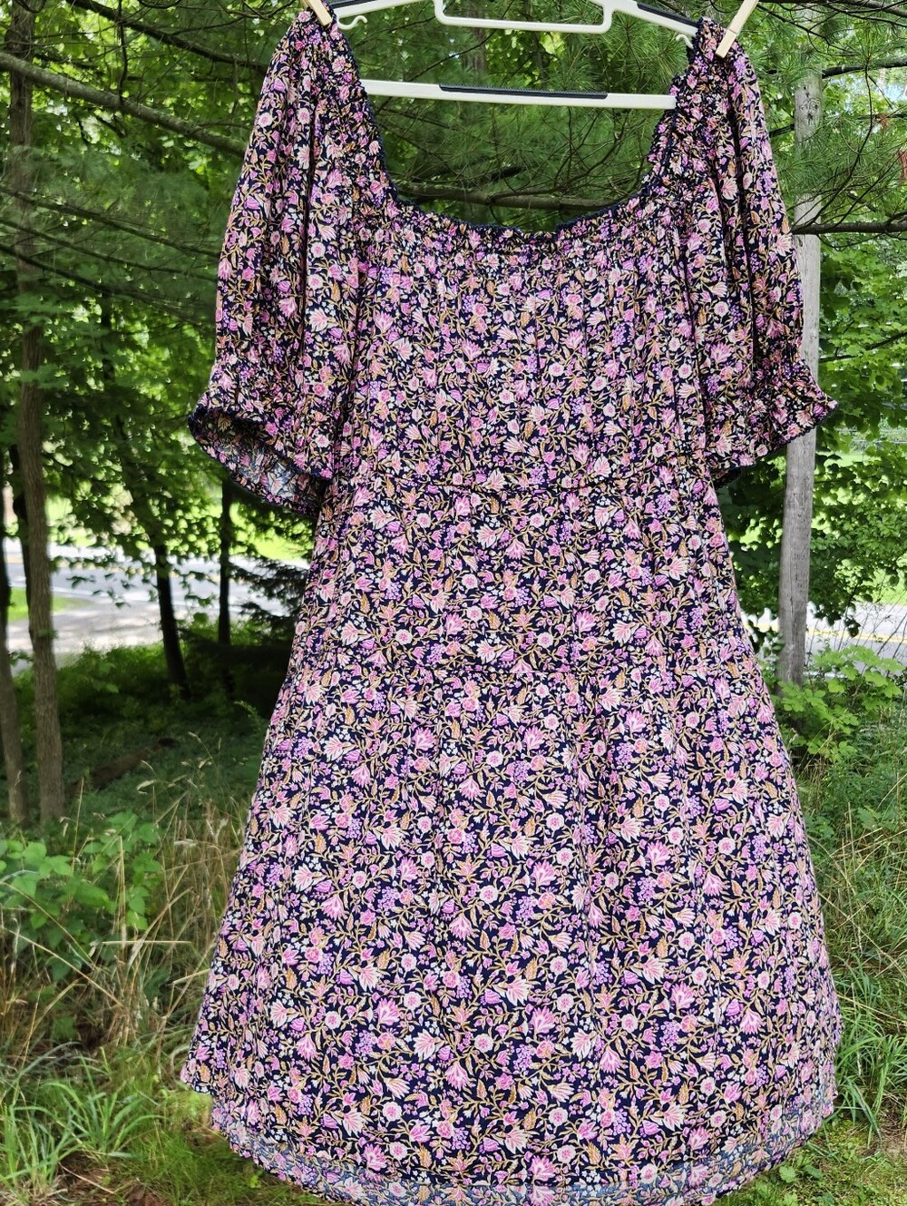 Old Navy XXL Floral Mini Dress Smocked Puff Sleeve Cottagecore Boho Pockets